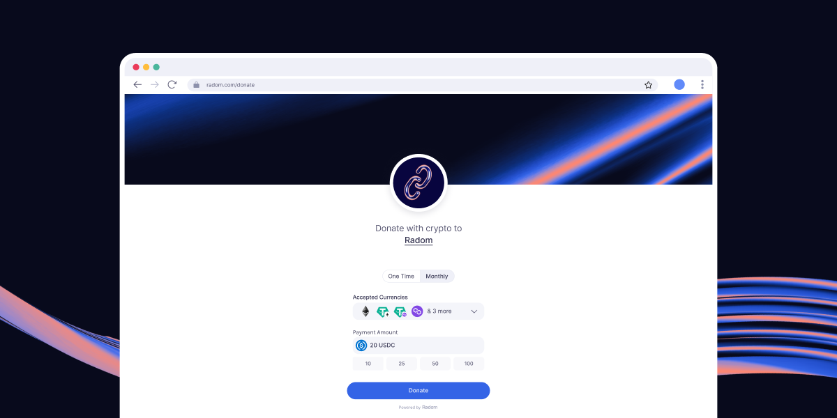 Radom's No-Code Donations Page: Simplifying Crypto Contributions